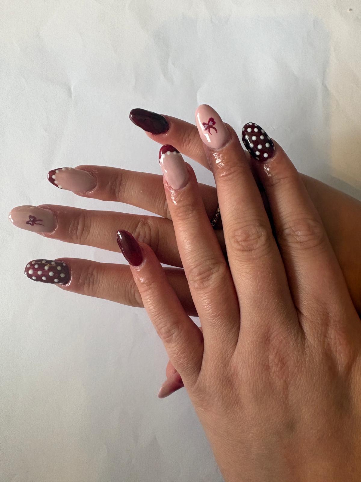 Geometric nail art with clean lines perfect for professional settings
